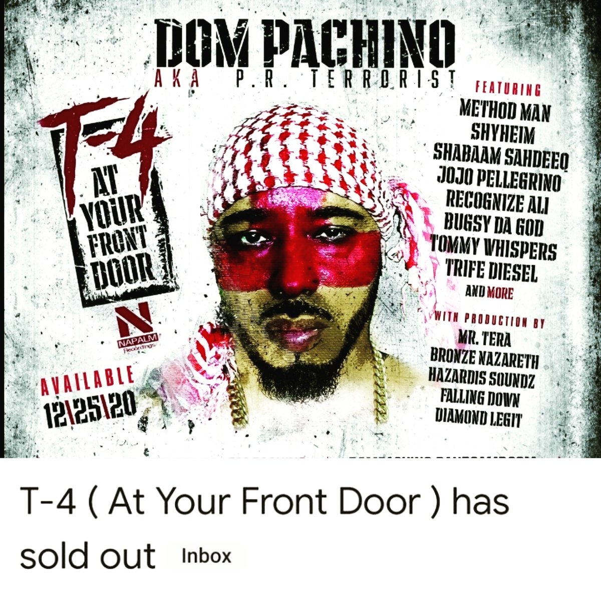 KippTownsend's tweet photo. #thegeneral my bro #dompachino @REALDOMPACHINO 🆕️ HEAT ➡️ SOLD 🚫UT If You Slept Then Keep Sleeping 😴 #hiphopatitsfinest #hiphop101 #hiphopboombap #hiphopbarzmatter #teamnapalm4life #millitantrap #T_4 #napalmrecordings #hiphop #newhiphopmusic #pureflames #Napalminvation https://t.co/CKeyXGTZO0
