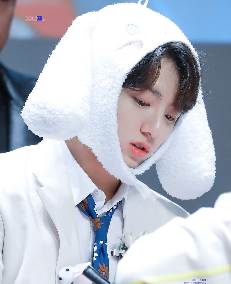 Jungkook looking the cutest in head wear-A thread;