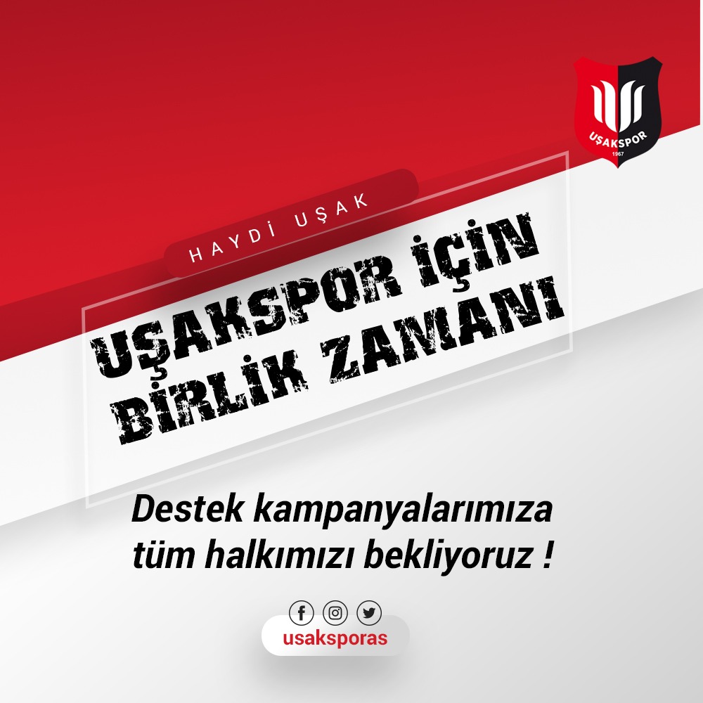usakasigolari's tweet photo. 🔴⚫ HAYDİ UŞAK! UŞAKSPOR İÇİN BİRLİK ZAMANI!

Tüm Halkımızı Şehrimizin Takımına Destek Olmaya Bekliyoruz...

#ŞanlıArmaİçin #UşakTekYürek 👊 https://t.co/tG84gJ7zPt
