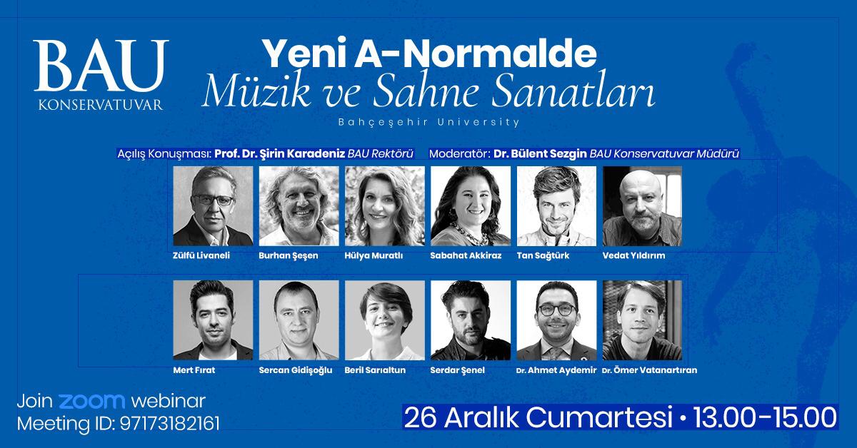 Bahcesehir Üniversitesi evsahipliğinde meslektaşlarımızın yaşadığı sorunları birlikte tartışıyoruz. Müzik ve sahne sanatları alanında yeni a-normalde sanatçılar birlikte çözüm arıyor. Moderatorlüğünü yaptığım online webinara tüm dostlarımızı bekliyorum. <a href="/bauconservatory/">BAU Konservatuvar</a>