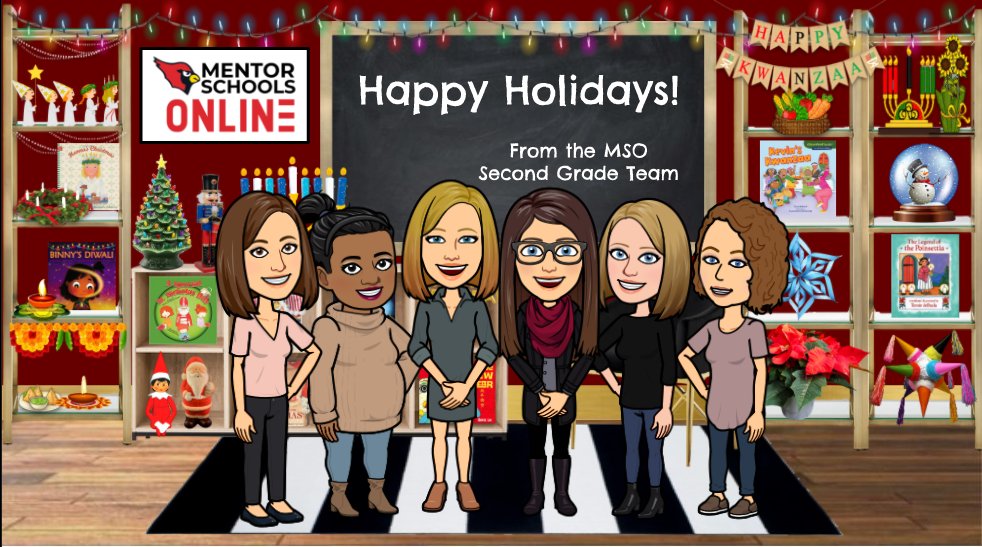 Happy Holidays and have a fantastic winter break from the #MentorSO Second Grade Team! <a href="/MrsHostsClass/">Mrs. Host</a> <a href="/mrsjandrews2/">jilleena andrews</a> <a href="/MrsStHilaire/">Lisa St.Hilaire</a> #OnceACard