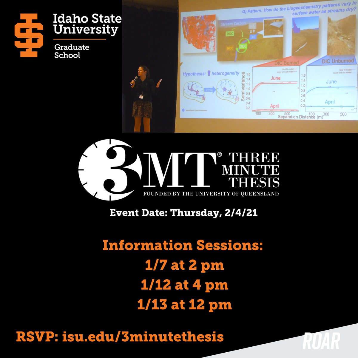 Why should you participate in the 3MT? The 3MT competition provides a valuable opportunity for graduate students to come together, get to know one another, &amp; talk about their research. While virtual - the backroom chats add value too!  
RSVP to an INFO session to get started!