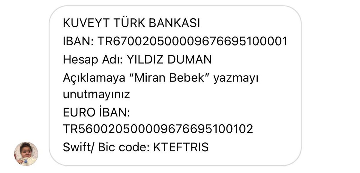 TurkulerSevdam's tweet photo. Mira'nın tek isteği yaşamak bu onun da hakkı değil mi? Ne olur onun mücadelesini görmezden gelmeyin, ona destek olun nefes olun.🌞

Ailesi: @miranahayatol 

IBAN:
TR670020500009676695100001 https://t.co/hnH7KPhIrI