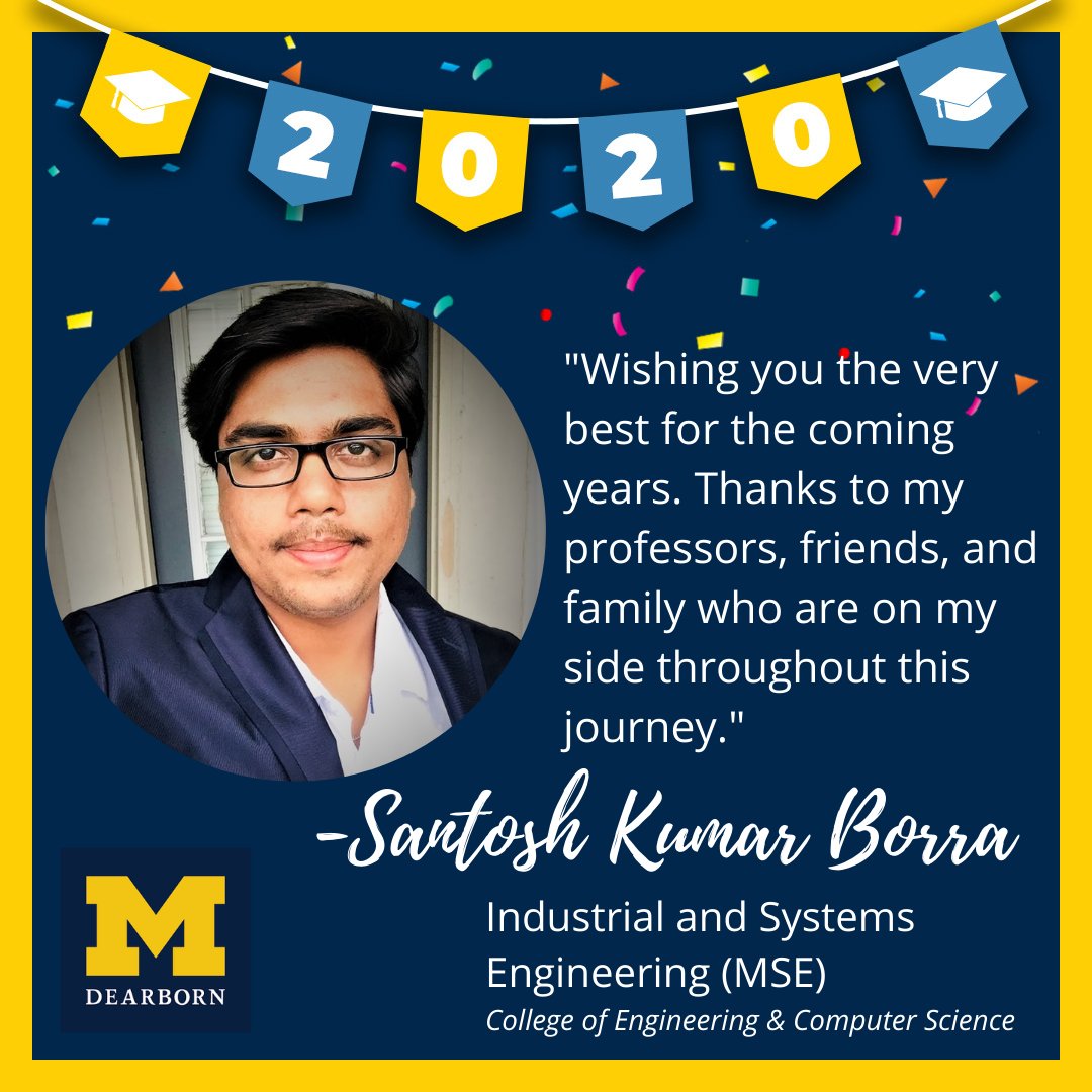 UM_Dearborn's tweet photo. Congratulations to @UMDearbornCECS graduates Ajay Baabu Muthuswamy, Santosh Kumar Borra and Bharath Pochu, UM-Dearborn Class of 2020! π #UMDearbornGrad https://t.co/LDAlfpFLWi https://t.co/chp8TvAlXE