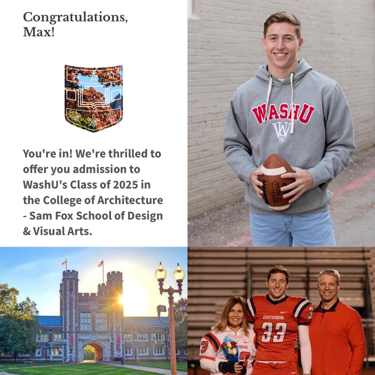 Excited to announce my commitment to play football at Washington University in St. Louis. Go Bears!