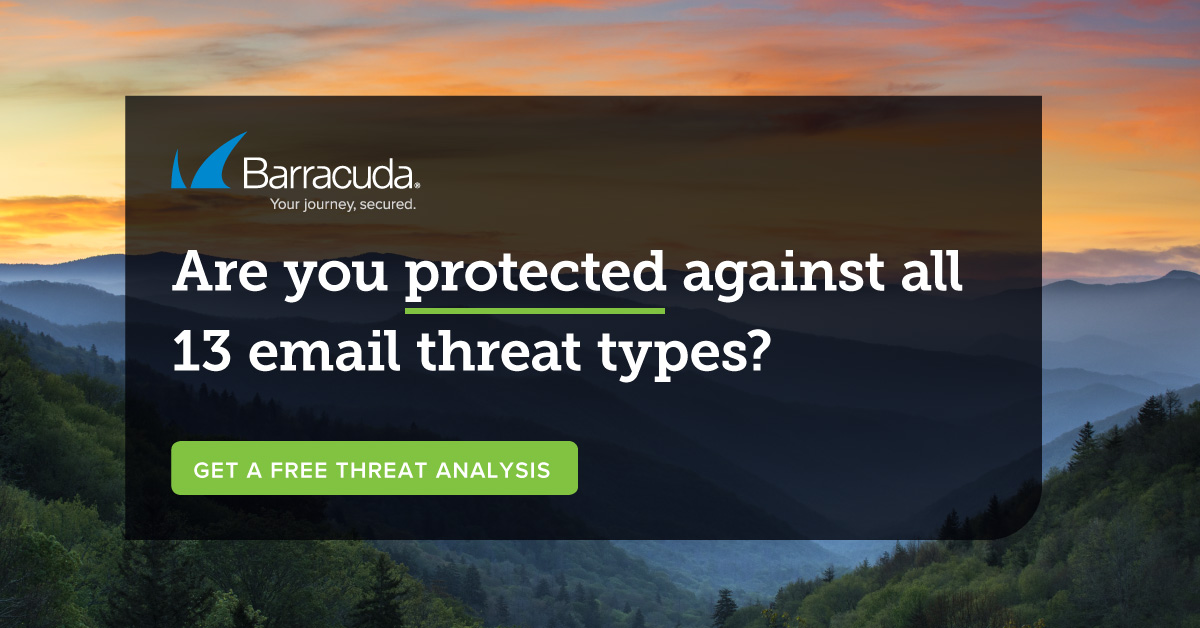 barracuda's tweet image. See your potential email risks and get customized recommendations to strengthen your security posture right now for free ow.ly/HjAb50CEQlX Use the Email Threat Analyzer #EmailSecurity #EmailAttacks