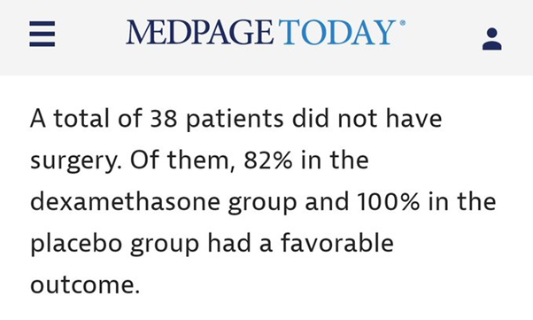 However, the subgroup analysis of non-operated patients (n.b. small numbers) showed a similar direction of effect as the primary analysis. So, I will stop using them altogether for  #CSDH - and revisit this after the DECSA trial reports.