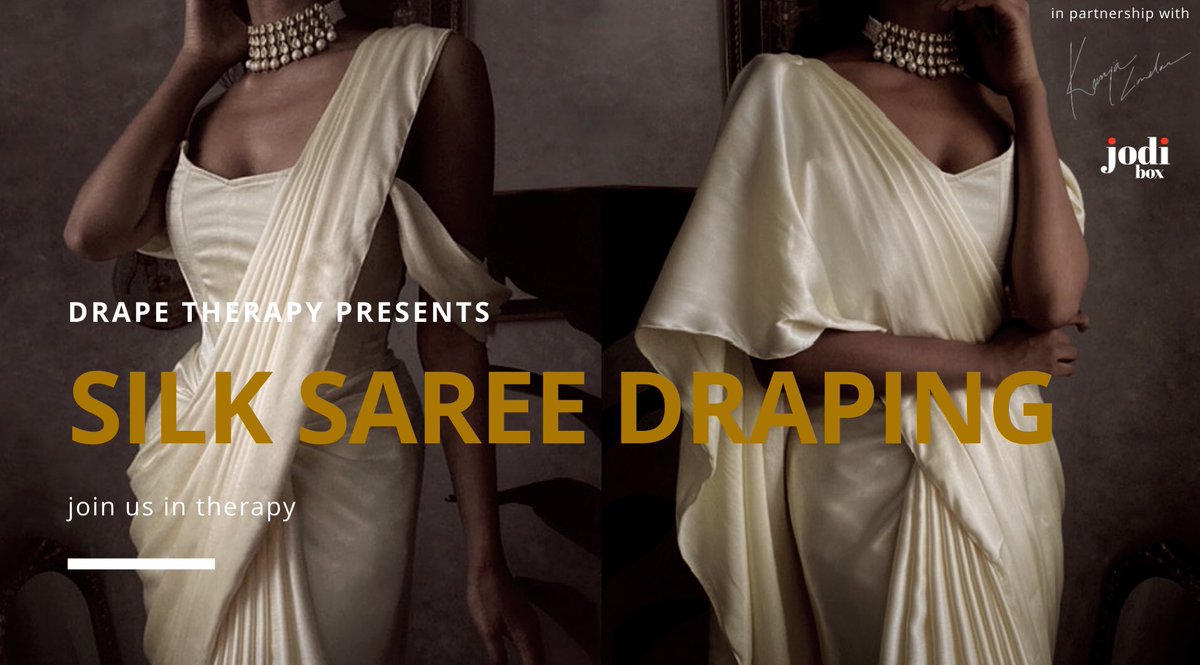 DrapeTherapy's tweet photo. Learn to silk (satin) saree drape. Session is now on sale for limited time only. Link in bio https://t.co/Xa1Qih97Li