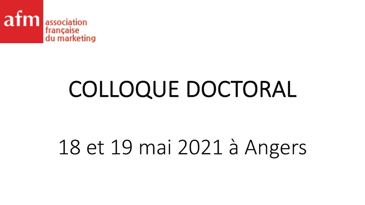 MC_LICHTLE's tweet photo. Doctorant(e)s en #Marketing : n'oubliez pas d'envoyer votre intention de candidature au colloque doctoral de l'#AFM d'ici le 4 janvier 2021 @afm_marketing @ngoalamarketing @AlainDecrop @LBertrandias @PantinSohier @ChGonzalez3566 https://t.co/uMOn64uaZg