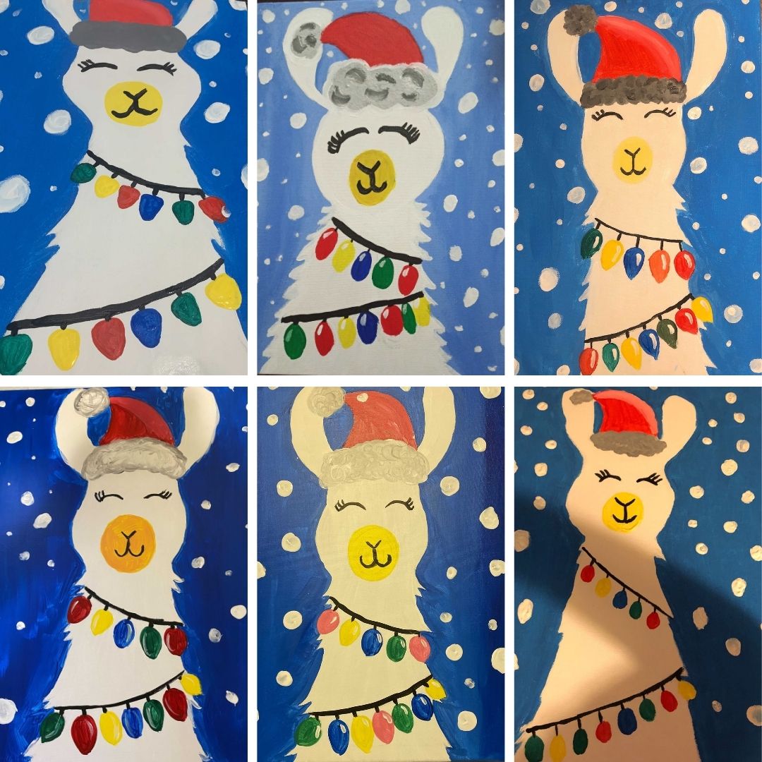 howdy's tweet photo. Our ops team holiday happy hour was clearly a success 🎅🏻🦙 As you can tell our sips 🍷 didn't effect our paintings!! 🎨#AustinSoftware #TeamHappyHour #PaintandSip #HappyHolidays https://t.co/JFbvvQumZW