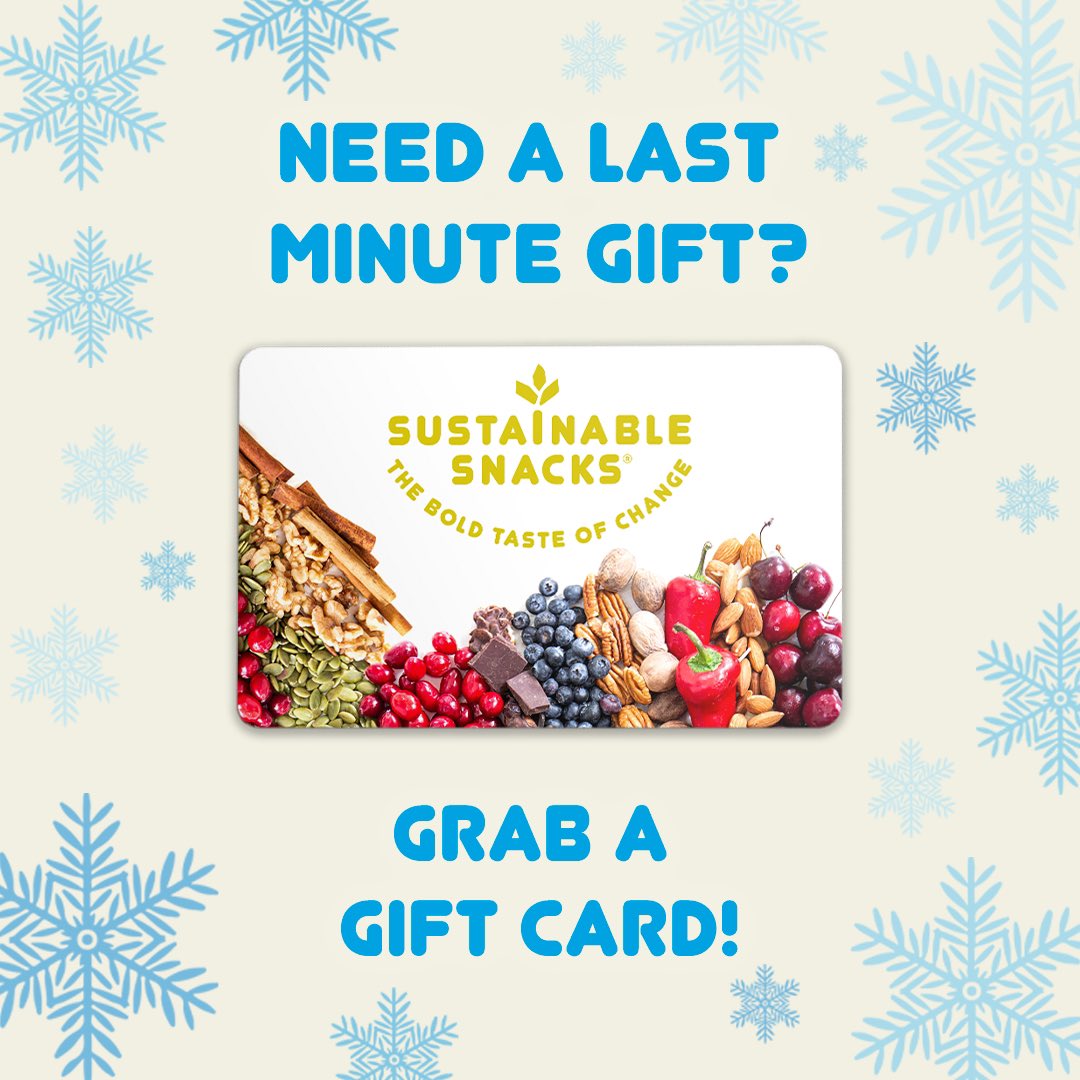 Looking for a last minute gift?! There’s still time to grab one of our digital gift cards 🎁 🌱

sustainablesnacks.co/collections/ou…