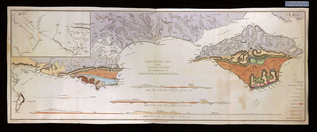 A beautiful geological map of the Isle of Wight, engraved by J.Walker, London in 1815. The Society's founder John Stevens Henslow used this map on a field trip with Adam Sedgwick. #adamsedgwick #johnhenslow #Science  
Photo: Courtesy of the Sedgwick Museum.
