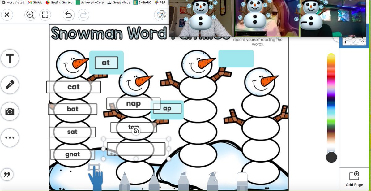 MsGraberMTSS's tweet photo. So many great snowman activities to choose from on @Seesaw ! Today my students had fun counting buttons, making snowman word families, and modeling button addition to name a few. #ReadyforWinterBreak #LongfellowBears #WeAreD97 ☃️❄️☃️❄️☃️ https://t.co/23kixguiHp