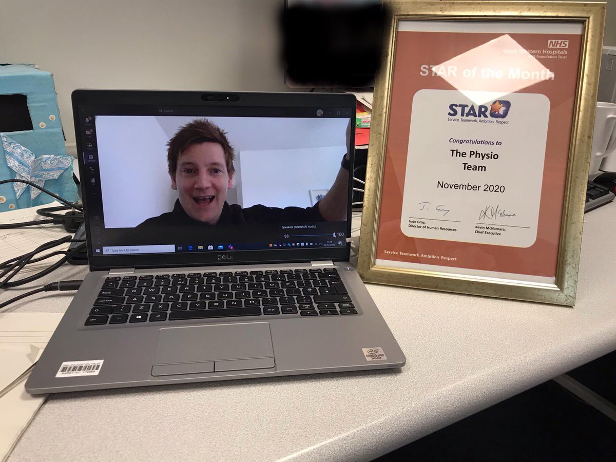 Proud to have ‘virtually’ presented the November STAR award to our amazing Physio Rehab team! Working hard everyday for their patients 🥳🙌!! <a href="/GWH_NHS/">Great Western Hospitals NHS Foundation Trust</a>