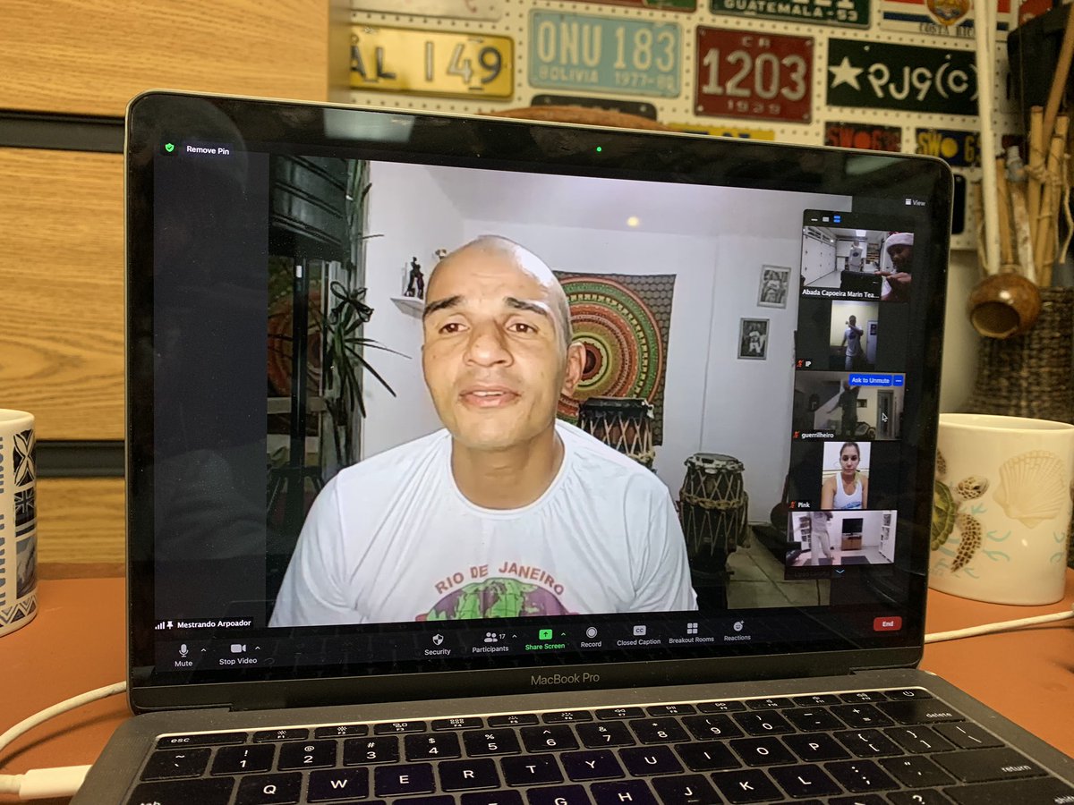 ABADAMarin's tweet photo. Mestrando Arpoador taught the last class of the year for Adult class.  Thank you, Mestrando Arpoador for making room on your busy schedule to teach this special class.  What a treat! #lastclassoftheyear #onlineclass #mestrandoarpoador #abadacapoeiramarin5years🇺🇸 https://t.co/PVr2C7kSNA