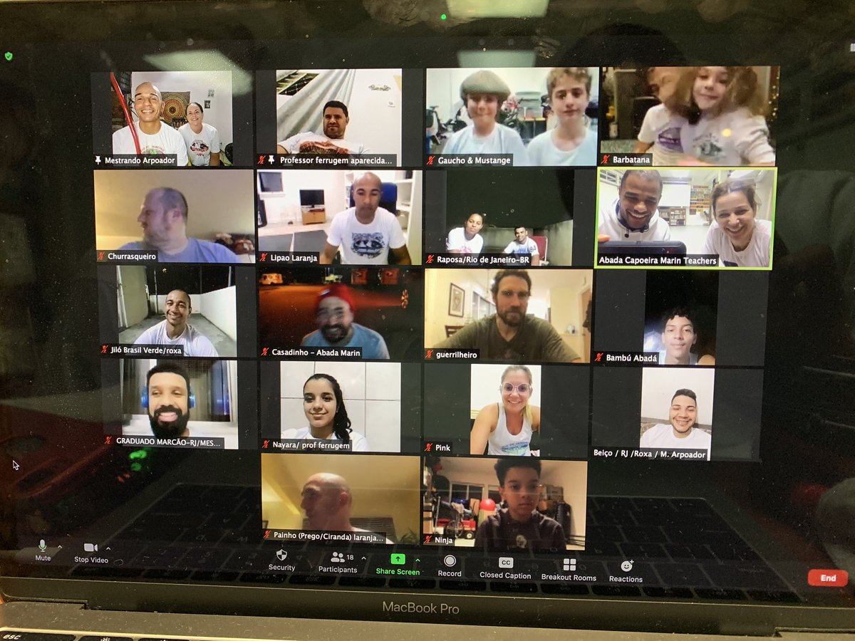 ABADAMarin's tweet photo. Mestrando Arpoador taught the last class of the year for Adult class.  Thank you, Mestrando Arpoador for making room on your busy schedule to teach this special class.  What a treat! #lastclassoftheyear #onlineclass #mestrandoarpoador #abadacapoeiramarin5years🇺🇸 https://t.co/PVr2C7kSNA