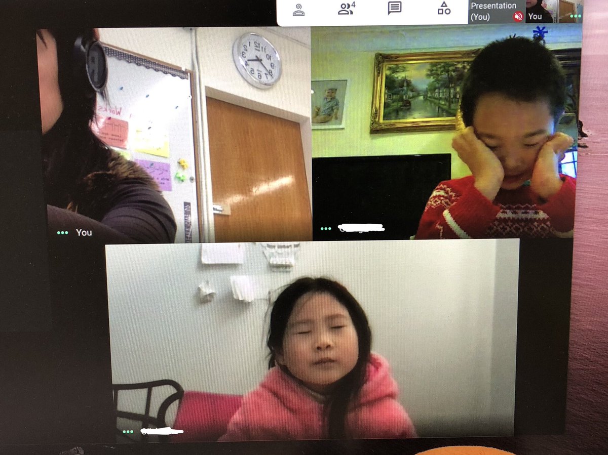ChowKnaupp's tweet photo. Had to smile, pause, and take a pic of these ADORABLE kindergarten remote students practicing visualization while listening to a text. #sostudious #toocute #EWlearns @NorthSideEW @EastWillistonSD https://t.co/T8ScChIpYX