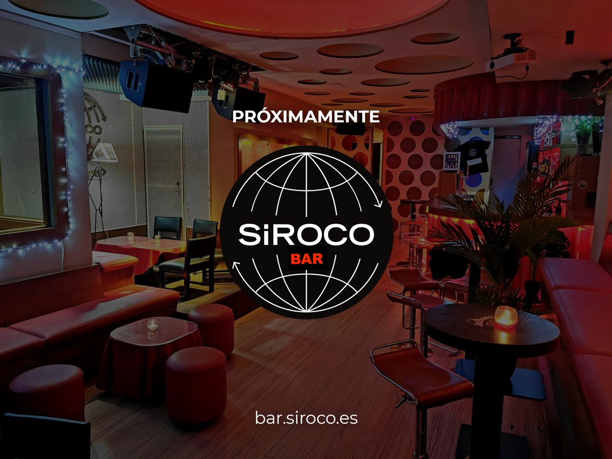 🎁JO, JO, JO 🎁 Próximamente... #SirocoBar ⚡
·
Siroco es vuestra casa. ¡Volveremos a vernos! 💯
Mientras vuelve Siroco, descubre un espacio reinventado, único sinérgico en Calle San Dimas, 3  🔜 SIROCO BAR 🔝
·
Próxima apertura. // Más info nuestras redes sociales. 📱