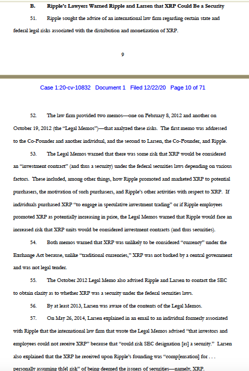 Ohhhh, they also got legal advice that it was probably a securities offering (and thus need to be registered).Curious to know how that memo came into the hands of the SEC. That's an ouch.