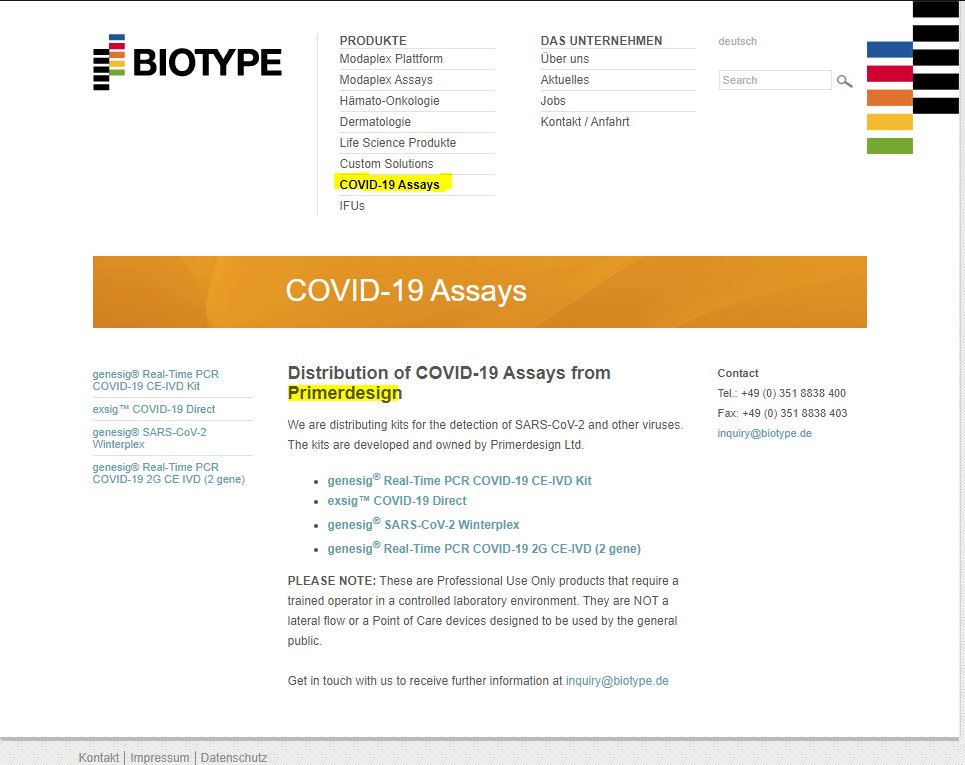 Accionista16's tweet image. #COVID19 #ALNOV #PRIMERDESIGN #NCYT #NVYTF 

#Biotype, German subcontractor for #Novacyt

After producing/offering the #Genesig COVID19 CE-IVD, the #Exsig and the #Winterplex , now they produce also the:

COVID-19 2G CE IVD (2 gene)

🧪Test Test Test 🧪

biotype.de/en/products/co…