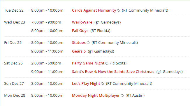 RTW_Community's tweet photo. Looking for something to do this week? Hang out online with the RT Community! Join @g1_Gamedays @RT_Florida @RTCommServer and @RTScots then kick off your week with @RTAustinTX!
Get more details here: https://t.co/KvEKdBtkeb (events subject to change) #RTWCC https://t.co/jIODtZ9GdE