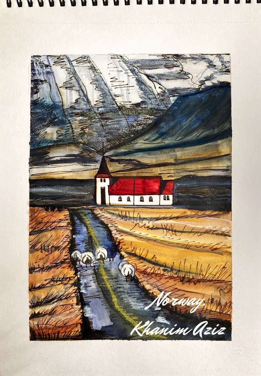 AzizKhanim's tweet photo. Norway. Water colors and pastel. 210x297
.
.
.
.
#watercolors #artgallery #artofinstagram #artoftheday #norwaydrawings #drawing #architecturelovers #живопись #акварель #рисунок #londonart #britishmuseum #rəsm #akvarel #incəsənət #khanimart #architectandartist https://t.co/ge1P6an3BP