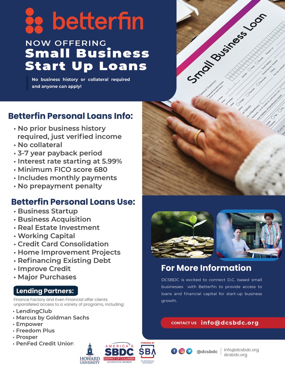 <a href="/betterfin/">Betterfin</a> has #Custom personal loans to launch your business! These loans can be used for #ANY purpose, offer fixed terms, and are paid back in monthly intervals at a fixed interest rate.
For more information please visit: bit.ly/3rkaVqf