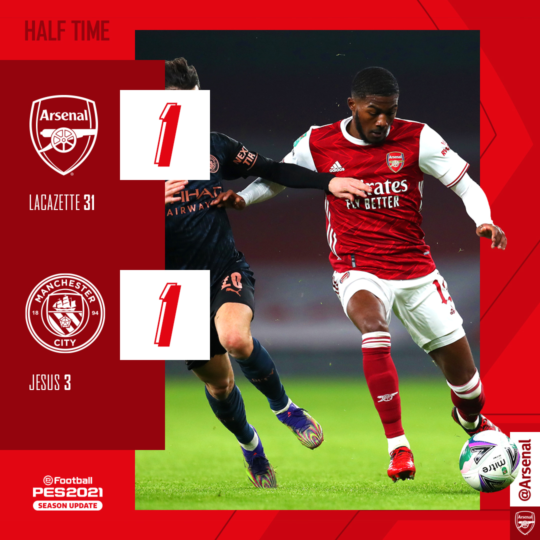 Half-time: Arsenal 1-1 Manchester City