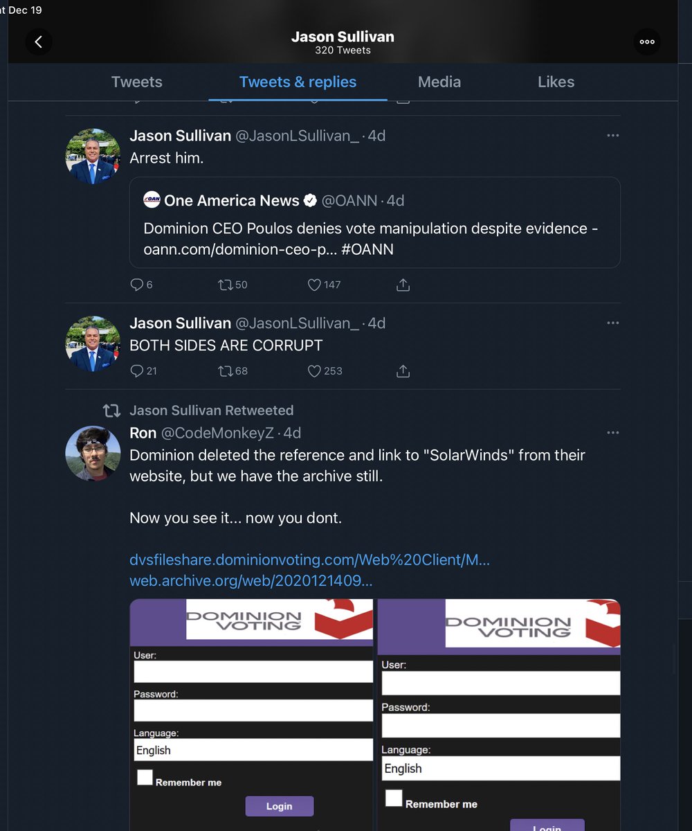 Here’s a selection from his feed. Promoting Ron Watkins, targeting an innocent businessman, and saying “BOTH SIDES ARE CORRUPT” which is about building “GAP”.