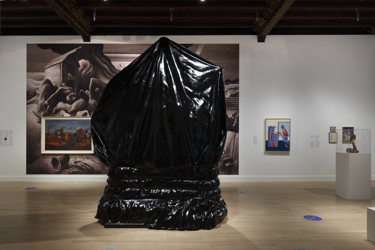 TheJewishMuseum's tweet photo. On view in "We Fight to Build a Free World," #JonathanHorowitz's untitled sculpture freezes the Charlottesville Robert E. Lee monument in its tarped state, memorializing a crisis point in U.S. history. Hear Horowitz discuss the work in this brief video: https://t.co/Do2C3M6RwG https://t.co/qvsoHDtItE