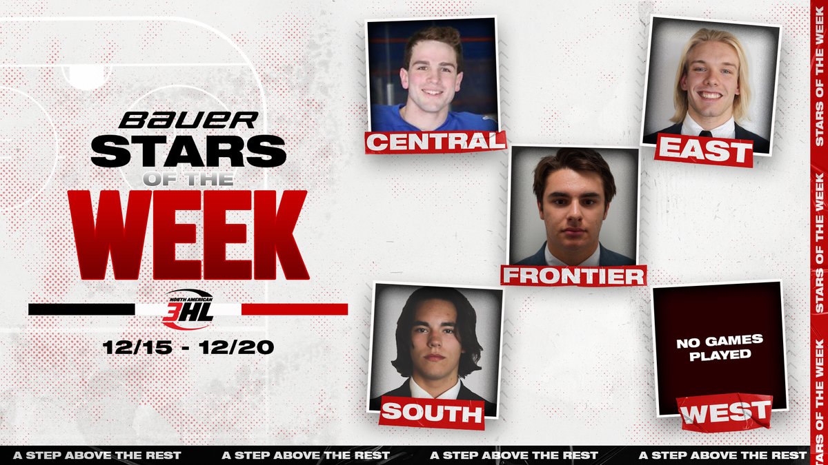 NA3HL's tweet photo. #NA3HL @BauerHockey Divisional Stars of the Week for December 15-20, 2020:
Central: Gunnar Schiffmann, F, @OregonTradesmen 
East: Carson Asper, F, @negenerals 
Frontier: Liam Bland, F, @jrbruinshockey 
South: Jaxon Taylor, G, @TEXRoadRunners 
https://t.co/iFbDLq6YV1 https://t.co/6ZZnx3950n