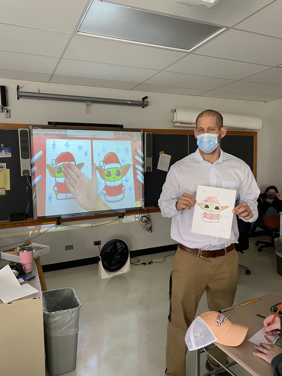LoncarCatherine's tweet photo. 7th grade managed to pull off our annual holiday activity stations!  Bingo games, ornament crafts, charades and Art Hub drawings all happened covid style!  #lewport https://t.co/vtNyNmnys0