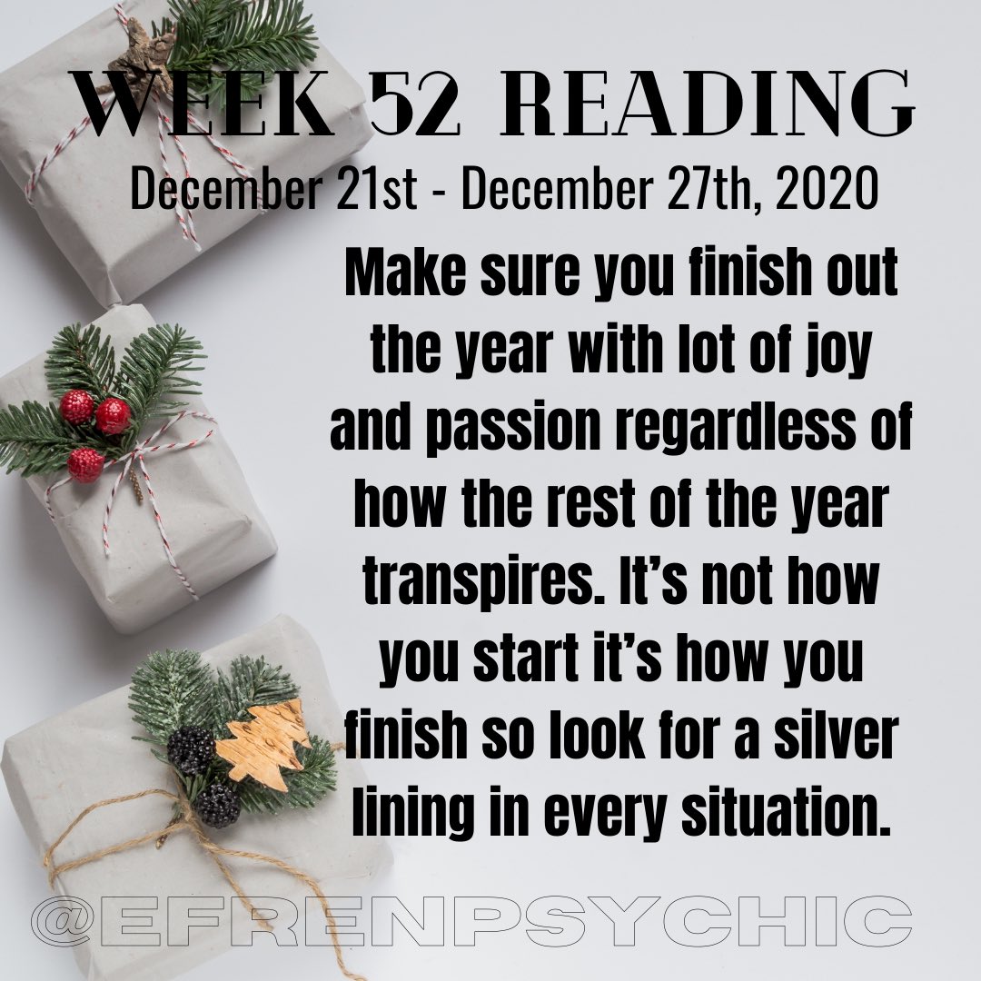 EfrenPsychic's tweet photo. ⁣🪐 Week 52 Reading. December 21st- December 27th, 2020. For inquiries on personal readings please contact me at 619-972-8953.⠀
⠀
#tarot #tarotcards #tarotreading #psychic #sandiegopsychic https://t.co/jtHwDHxkBm