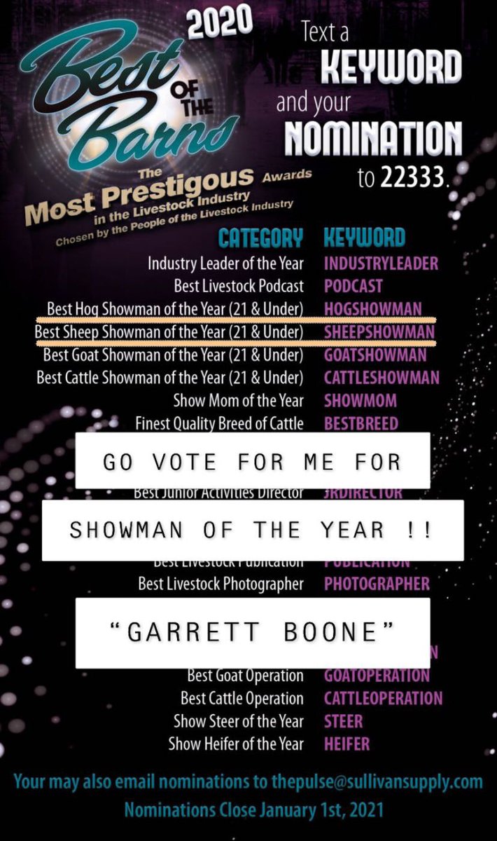 thegarrettboone's tweet image. Go vote me for Sheep Showman of the year.