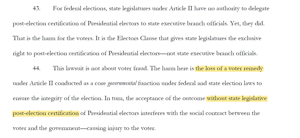 They talk and talk and talk and babble and babble and bullshit endlessly on about "state legislative post-election certification" but we're twentyfuckingthree pages into this disordered diatribe and I don't even know what that is yet.