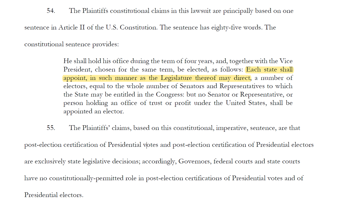 There's a step missing here. Still. Again. Still. Eternally.How do we get from "in such manner as the Legislature thereof may direct" to "the manner the Legislature may direct must include post-election certification of Presidential votes"?