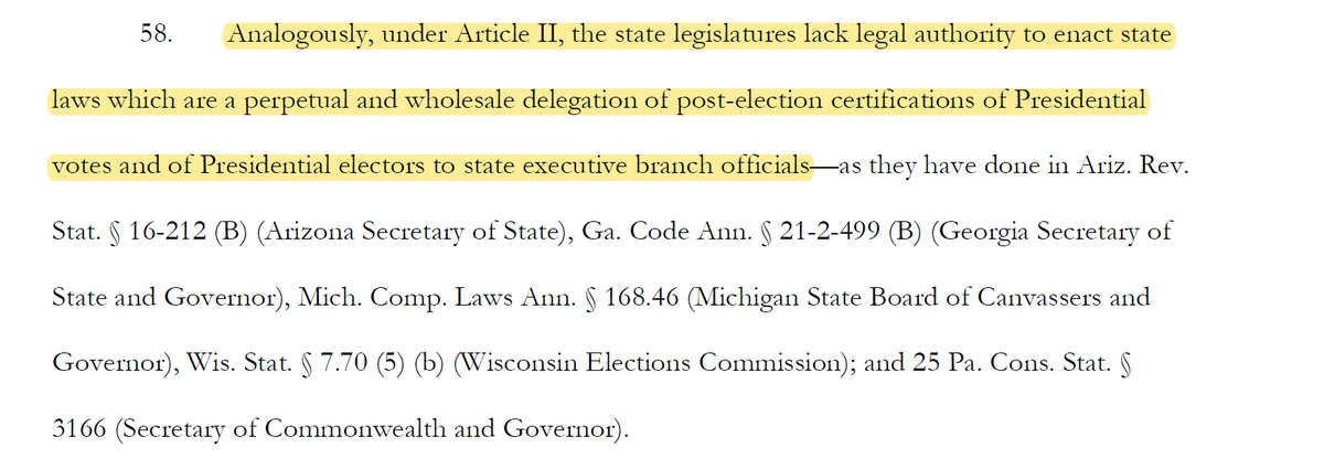 Also, arguing that state legislatures lack authority to specify the manner of appointing electors strikes me as a very non-textualist position, to say the least. To say the most, it strikes me as totally duckfucking insane.