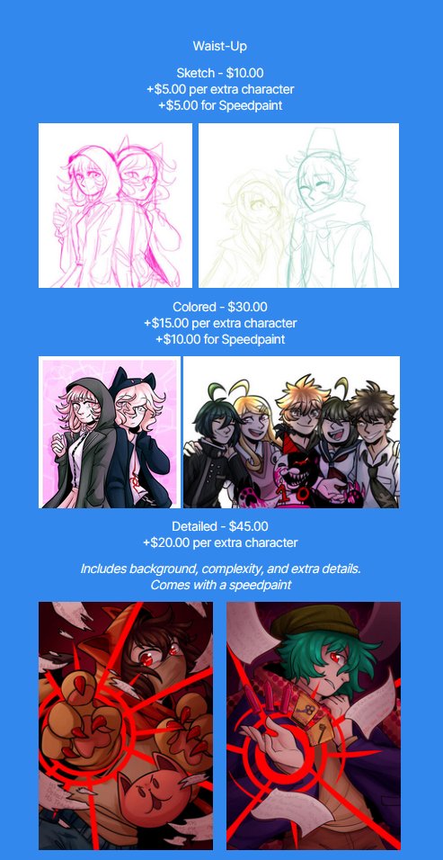 gavinom123's tweet photo. hey guess what! I got COMMS open! Likes &amp; RT's are very much appreciated, and DM me if interested! ;w;/

if it's too hard to read like this, the same info (and more examples) can be found over on my carrd :>
https://t.co/BI1RCy7pGz
#ArtistOnTwitter #commissionsopen https://t.co/MqKPrt0s9n