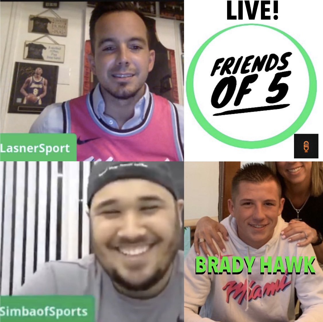 LasnerSport's tweet photo. At Around 5:45pm Eastern Today the @FriendsOfFive5 Show will go LIVE with Heat Expert @BradyHawk305 of @5ReasonsSports 🔥🔥🔥🔥

Let’s get you ready for the Heat season!! Send your questions!!🔥
You’ll see the Live Link on my Twitter https://t.co/iE1g3eeYkw