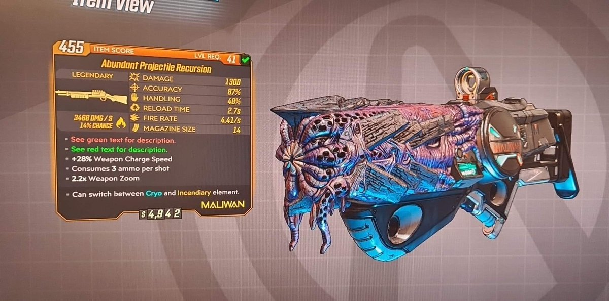 dzamm20's tweet photo. Favorite shotgun in Borderlands 3. To understand recursion, you must first understand recursion.
#Borderlands3 #shooterlooter #bestwithfriends https://t.co/1s1oCauZgd