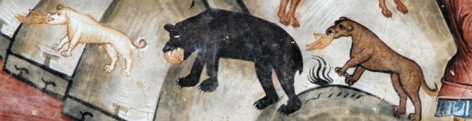 ...in Bucovina  #Romania feat in one of the 15thc/16thc painted monasteries where a variety animals, incl what looks like a bear, dog, lion vomit up human limbs...Hope you enjoyed this festive  #medievaltwitter thread & check out Bucovina  END https://www.themostlyharmlessjournal.com/blog/2019/4/27/travel-romania-bucovina-painted-churches
