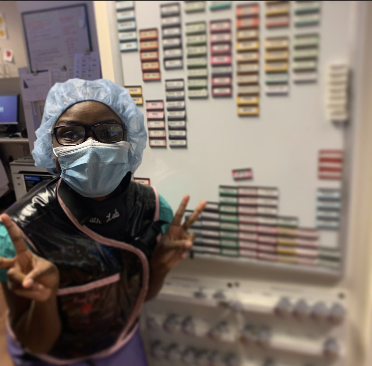 When one of your favorite med student mentees spends the day with you in the cath lab, you have no choice but to show her a good time! Great day in cases with the incomparable <a href="/DrRanyaSweis/">Ranya Sweis, MD</a>. 

#FutureCardiologist #RepresentationMatters 

<a href="/RamaelOhiomoba/">Ramael Ohiomoba</a> <a href="/M_Leya27/">Marysa Leya</a> <a href="/NUFeinbergMed/">Northwestern Feinberg School of Medicine</a>