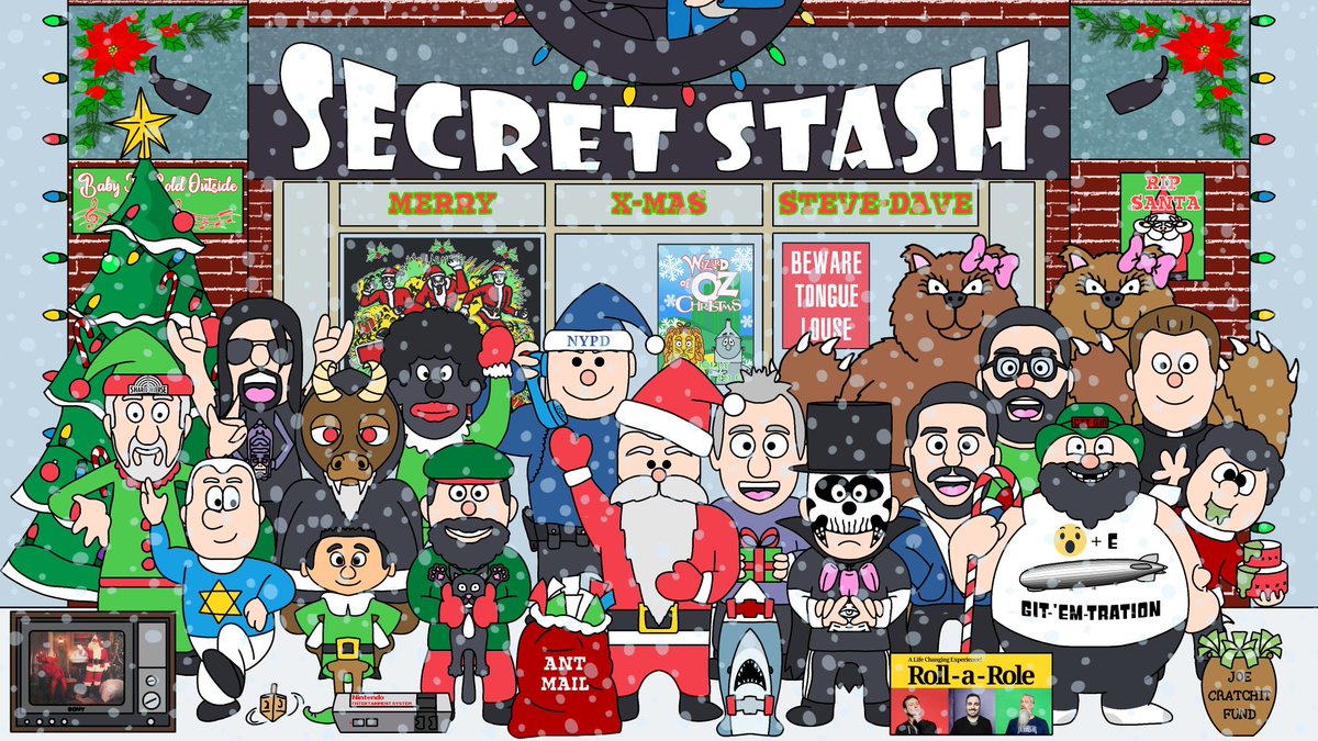 AntKoolaid's tweet photo. Whats your favorite moment from all the tesd Christmas pods??
#tesd #tellemstevedave #krampus #yourchristmasguy #mingleballs #shebears #danglingsaint #spacemonkeys #ImpracticalJokers #waltflanagan #davewyndorf #frank5 #salvulcano #joegatto #officertroy #tommilo #tesdpatreon https://t.co/jkZxawyRqr