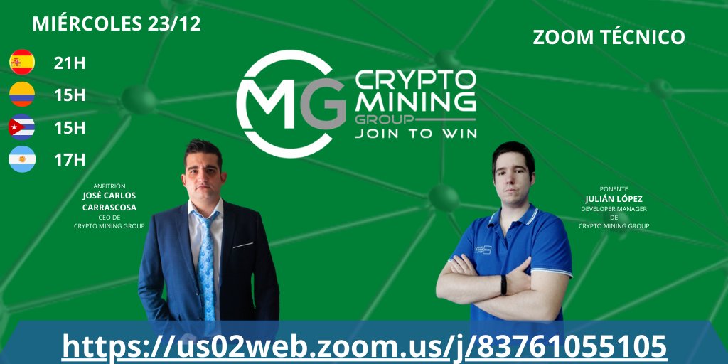 CmgCoin's tweet image. This Wednesday 23/12 at 9:00 p.m. in Spain we will have the last Technical Zoom of the year in which all the operations and operation of the platform will be announced.
A unique opportunity to get to know this great ecosystem.
Are you going to miss it?
us02web.zoom.us/j/83761055105