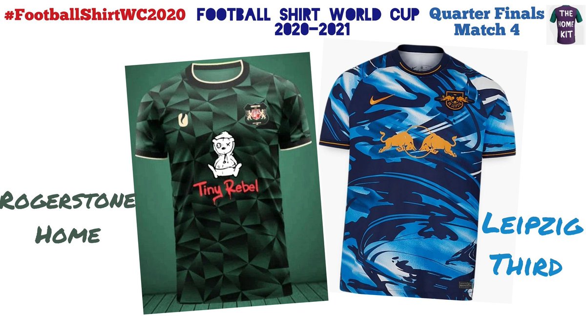 TheHomeKit1's tweet photo. #FootballShirtWC2020 

Quarter Finals, Match 4

Rogerstone Home's unique pattern and eye catching sponsor has been popular so far.  

However, Leipzig Third's, perhaps even more, flamboyent design, with bold bright orange trim, has been as much of a fan favourite. https://t.co/9EAqXT7RKo
