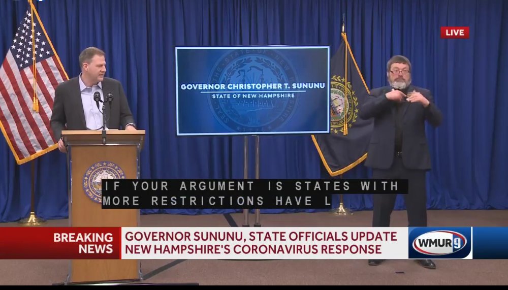 Gov. Sununu to  @jordynhaime on COVID measures:"If your argument is that states that have more restrictions have lower COVID, that is absolutely not true." Worth noting: That's also what he said about mask mandates on Nov 12. A week later, he did a mask mandate.  #nhpolitics