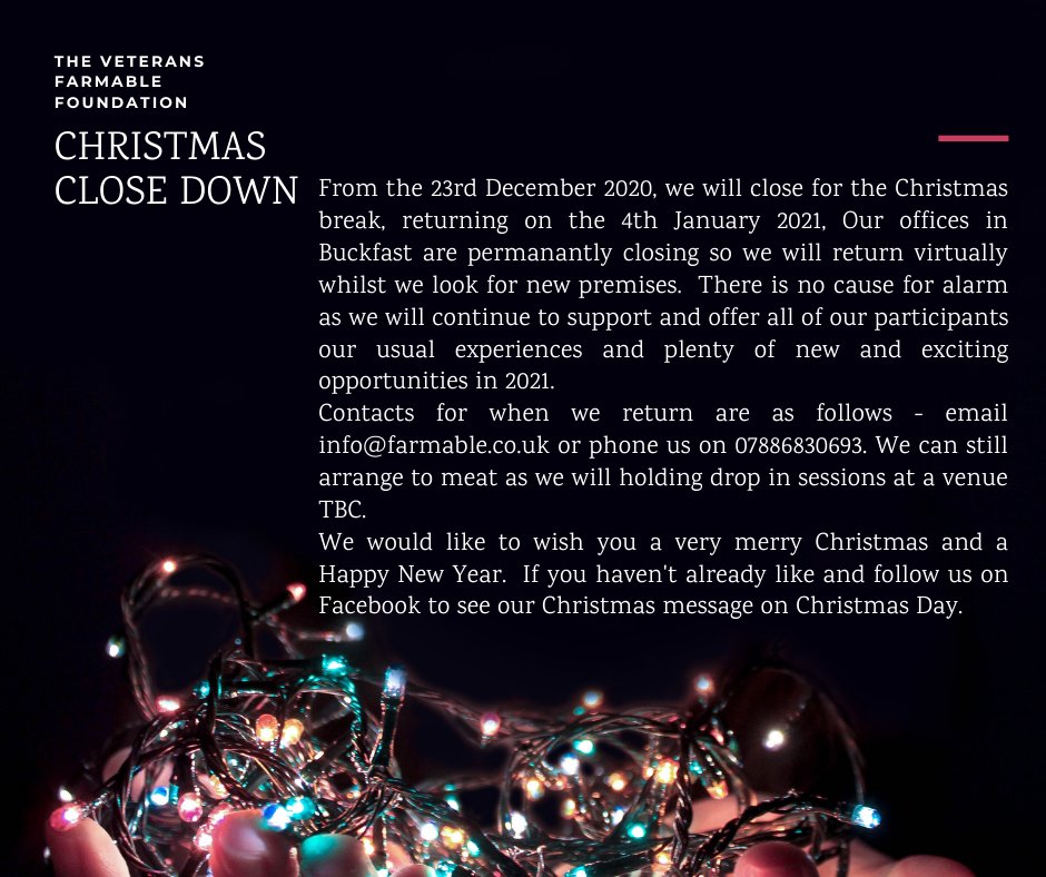 VetsOutdoorsUK's tweet photo. #farmable #veterans #christmas #HAPPYCHRISTMAS https://t.co/kCft9T7iXT