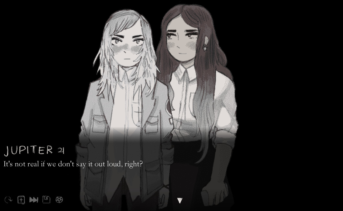 We Know The Devil ($3.99) - a short, atmospheric, unnerving VN about 3 teens stuck at a christian summer camp that is exactly like our world, yet not at all. hear the devil. choose who stays and who goes. be blessed by the voice in the static.  https://store.steampowered.com/app/435300/We_Know_the_Devil/