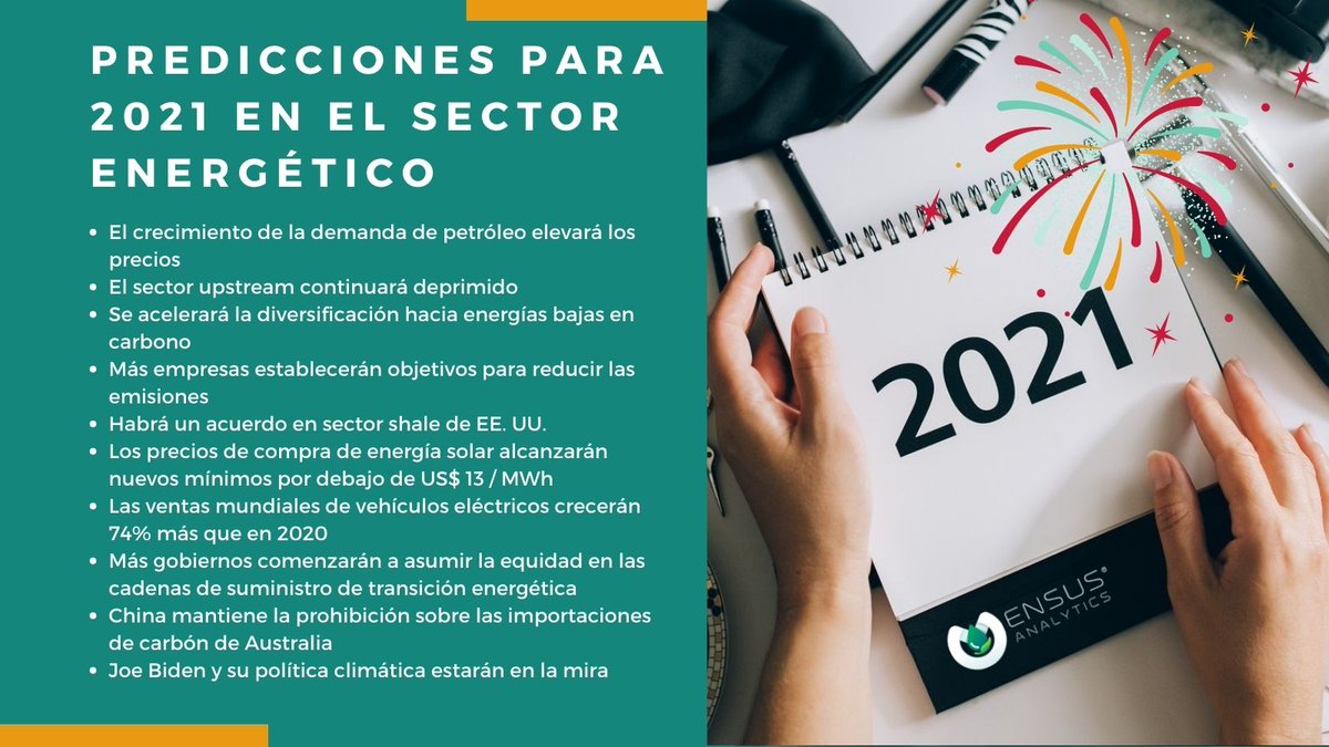 ensus_analytics's tweet photo. Descubre las 10 predicciones del sector energético para 2021 en el artículo de World Energy Trade: https://t.co/lxJLmNhV9p
#NewYear2021 #Predictions #EnergyTransition https://t.co/ugnzHGYEPf
