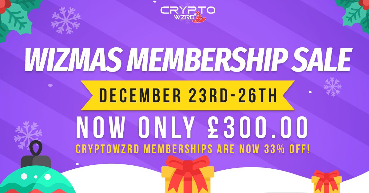 cryptoWZRD_'s tweet photo. The best time to join the WZRD community is right now! We have slashed our prices on our lifetime membership to celebrate our WIZMAS SALE which starts now. Get yourself some #WZRDMagic for only £300.00! 

https://t.co/L3cySHEITb https://t.co/TWJQ60gLKQ